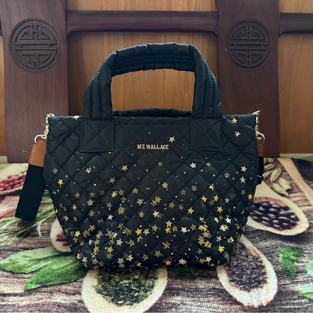 MZ Wallace Black and Gold Star Crossbody Bag